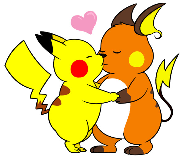 Just a Pikachu and Raichu kissing. 