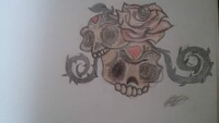 Skull and roses