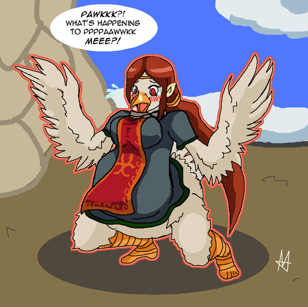 Earning Her Wings (Girl to Chicken TF) by Sera-fuku.
