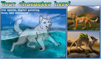 YCH- digital painting-swimming feral-any species! Closed