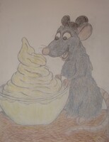 Color sketch: Remy the rat and a Dole Whip