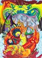 psychedelic skeleton vomit