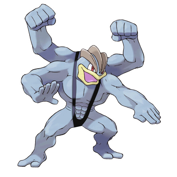 Mankini Machamp (Sugimori-style) by FurryTilde -- Fur Affinity [dot] net