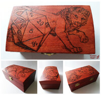 Lion- pyrography on wooden box