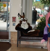 Resting in the lobby