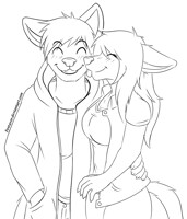 A furry Couple - (Remastered - Line-art)