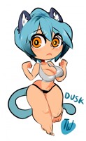 cute blue haired neko dusk comm