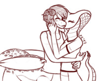 Sarina + new snek friend by FlareShard