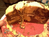 Pumpkin Guy Cake [sliced]