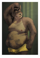 Posing in yellow in pale moon beams