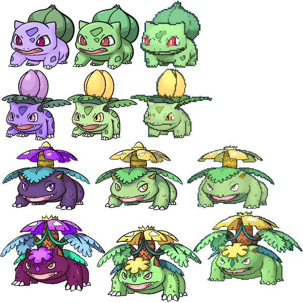 Improving Shiny Pokemon: Bulbasaur Family by PaintSplatter -- Fur Affinity  [dot] net