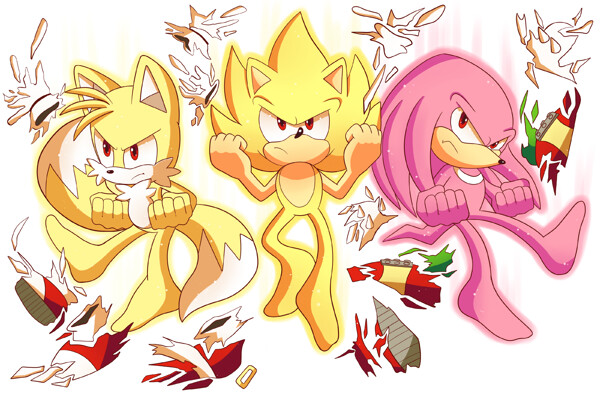 Super Sonic and Super Tails (Bare) by hker021 -- Fur Affinity [dot