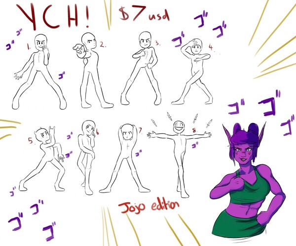 JoJo poses (dynamic poses practice) by WokioTheWolfy on DeviantArt