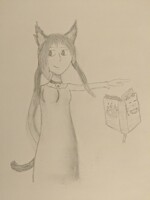gift doodle of Tharkis with Nekonomicon (by Blork)