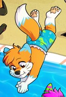 Diving in the pool
