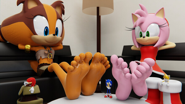 3D Amy and sticks' giant stinky feet by FeetyMcFoot.