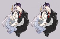 colored sketch waist up couple