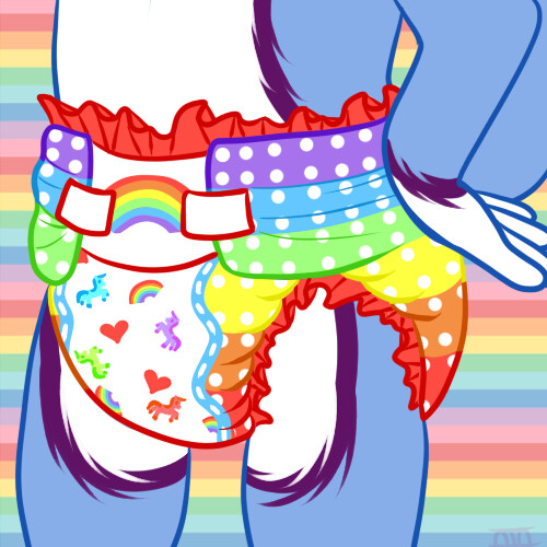 Diapered rainbow friends by Fire_Squid_cookie -- Fur Affinity [dot] net