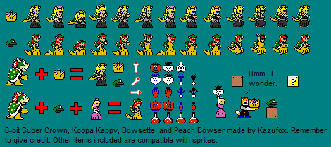 8 Bit Bowsette And Peach Bowser Sheet V1 By Kazufox Fur Affinity Dot Net