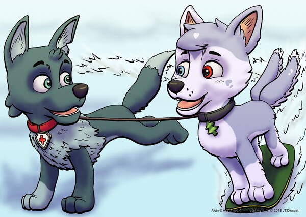 Paw Patrol - Zuma x Marshall by Rex100 -- Fur Affinity [dot] net