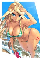 Sexy Applejack in Striped Bikini (Hatless Version)
