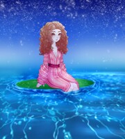 Anya on the water lily leaf