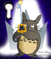 Totoro holding Keyblade