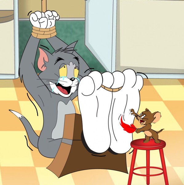 Jerry tickling Tom by yingcartoonman.