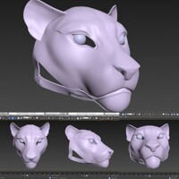 3D model of feline fursuit mask