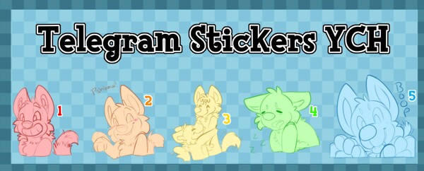 YCH] Toony Telegram Animal Stickers 6 — Weasyl