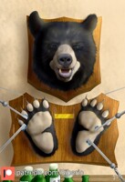 Black bear - head and paws trophy tickle mount