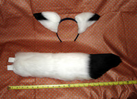 White and Black Ear and Tail set