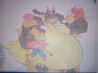 Mega Musclegut Scaly Lucario & his lil partner