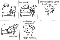 Clereen and David comic: hug attack