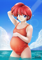 (Old piece) Pregnant Ranma at the Beach