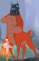 Grandfather and granddaughter centaur