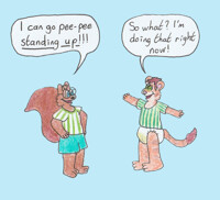 In your face, decumbent urinators!