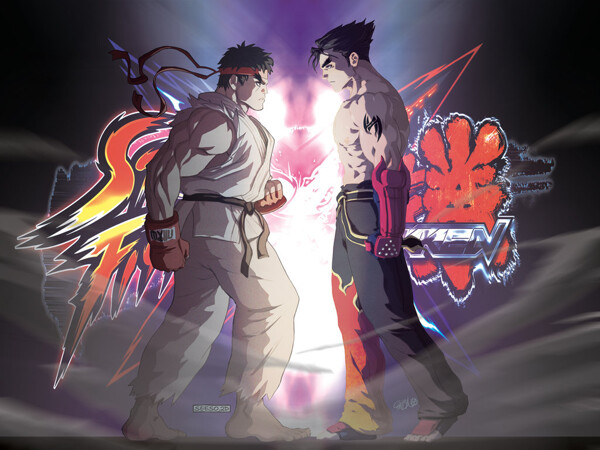 Kazuya and Jin Teeken Vs Ryu And Akuma Street Fighter - Battles