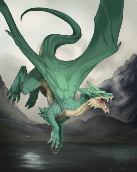 Divine Pride Dragon Watercolor Painting by Krejdar -- Fur Affinity [dot] net