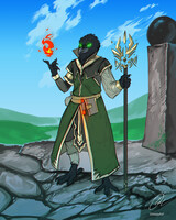 Spellcaster in the ruins of the Sacred Temple.