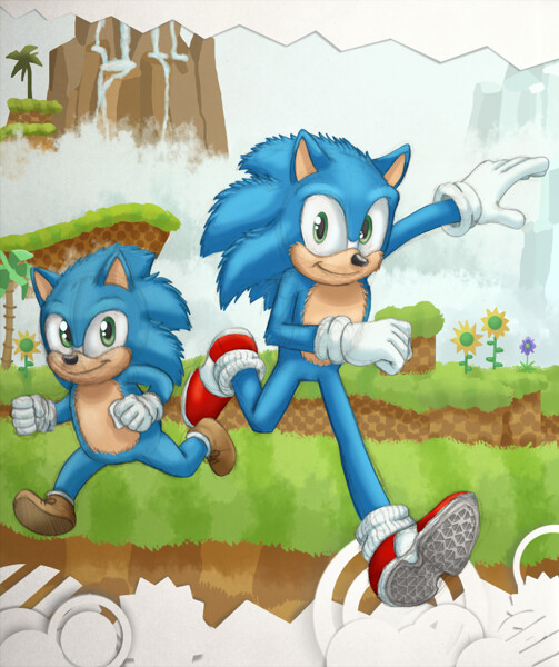 Sonic Generations Tribute Fan Art with Sonic and Tails