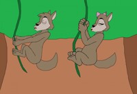 Wiley and Violet both swings on jungle vines