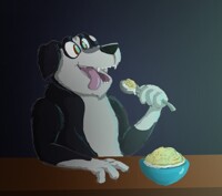 Perro comiendo cereal