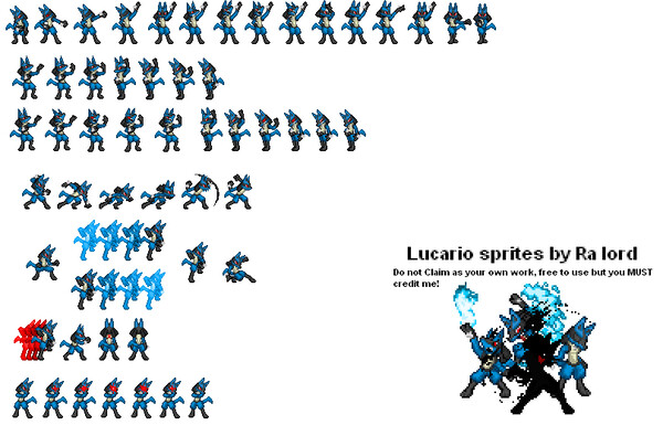 Lucario spritesheet by Ralord (sheet 3) by Riolu_Lucario_Club -- Fur ...