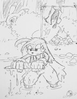 Klonoa drying his clothes