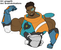 Muscle growth animation of Baptiste by Greggrth