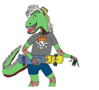 Scaller the skateboarding lizard