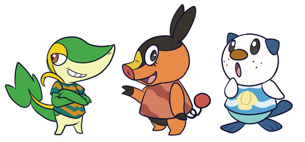 Gen 5 Starters Redesign [Colored] by stranillafennebi -- Fur Affinity [dot]  net