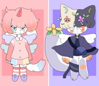 2 adopts, pastel school girl and dark flower (OPEN)