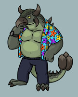 Big Ankylosaurus in Floral Shirt